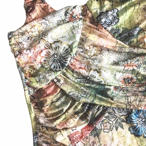 new Boho Chic ❤︎ Romantic Artsy Floral Print Draped Halter Top ❤︎ Pin Up Chic L - Picture 7 of 16